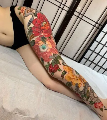 Hình Xăm Nhật Cổ Hoa Mẫu Đơn