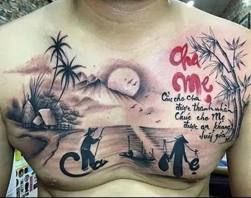 Hình Xăm Ngực Nam Đẹp Ý Nghĩa