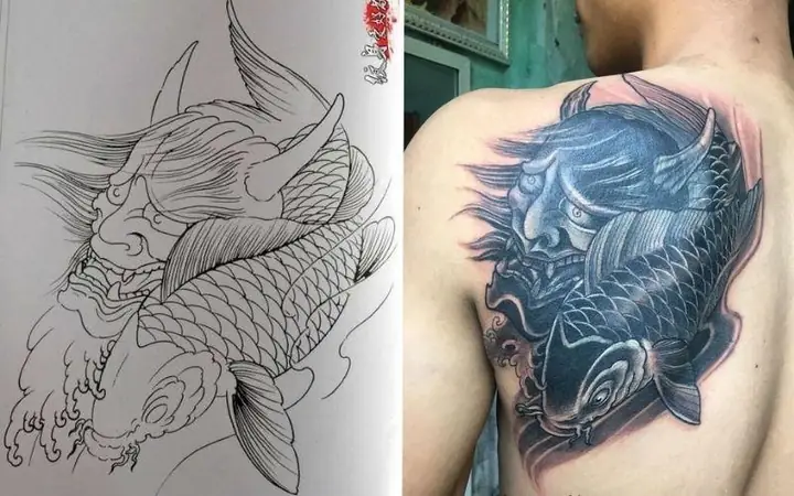 Hình Ảnh Cho Hình Xăm Cá Chép Mặt Quỷ Nửa Lưng: