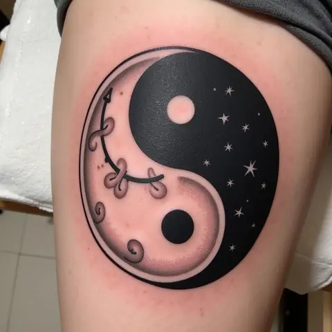 Mau-tattoo-am-duong-nua-thien-nua-ac-voi-y-nghia-sau-sac