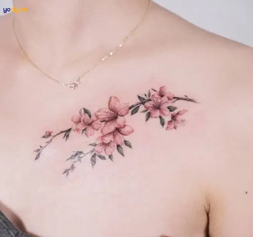 Hình Xăm Ở Ngưc Cho Nữ Mini Hình Hoa