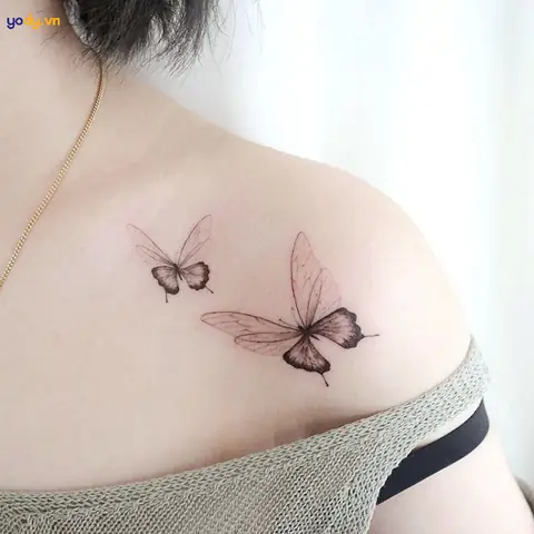 Hình Xăm Ở Ngưc Cho Nữ Mini Hình Bướm Quyến Rũ