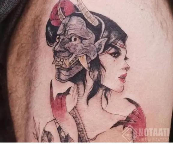 Hình Xăm Quỷ Satan Kết Hợp Với Cô Gái Nhật Bản