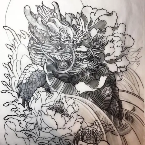 Hình Xăm Rùa Đầu Rồng