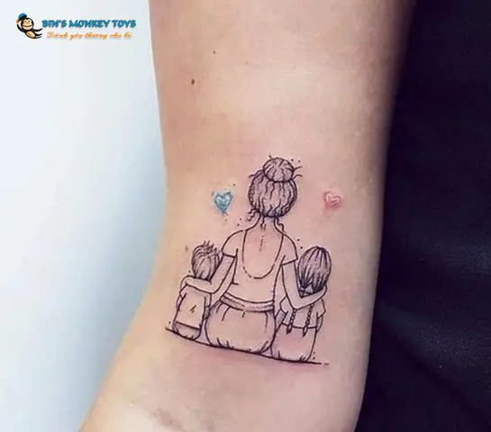 Mẹ Con Hình Xăm Mini 3 Mẹ Con Tình Cảm Đong Đầy Yêu Thương
