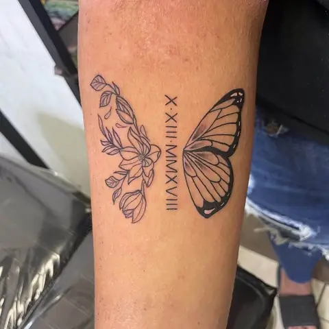 20. Hình Xăm Con Bướm Và Hoa Hồng