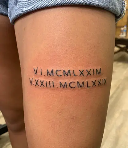 Hình Xăm Chữ Số La Mã Ở Đùi