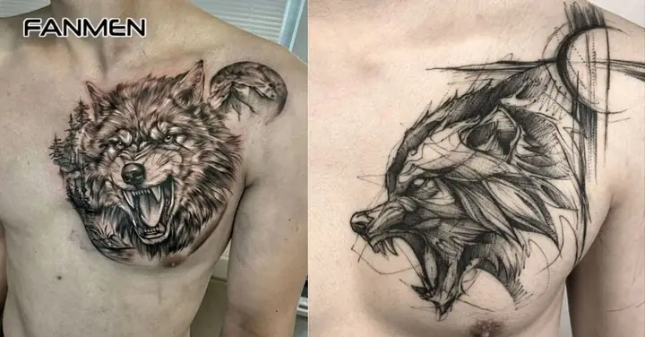 Hình Xăm Sói Ở Ngực Cho Nam