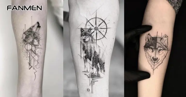 Hình Xăm Sói Geometric