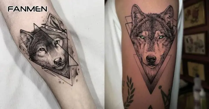 Hình Xăm Sói Geometric