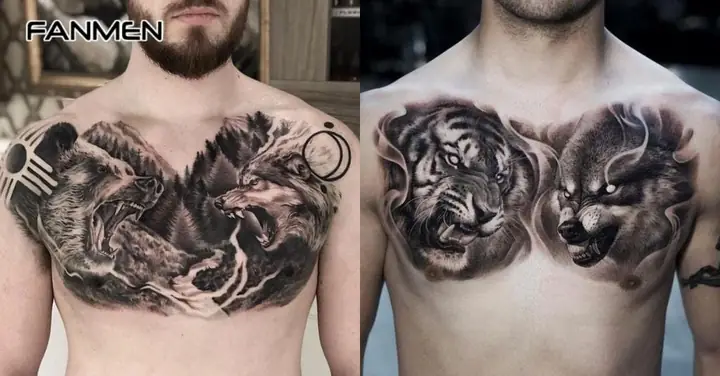 Hình Xăm Sói Ở Ngực Cho Nam