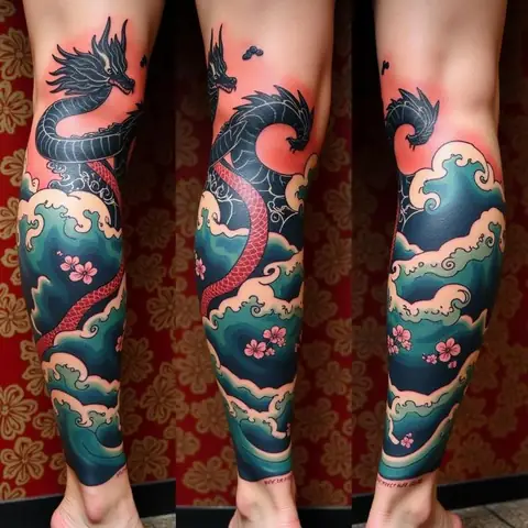 Phong Cách Hình Xăm Sóng Biển Full Chân Japanese (nhật Bản) Phong Cách Hình Xăm Sóng Biển Full Chân Japanese (nhật Bản)