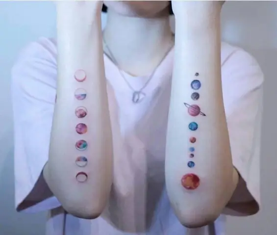 Tatuaje De Planetas, Entre Ellos, Neptuno. Tatuaje De Planetas, Entre Ellos, Neptuno.