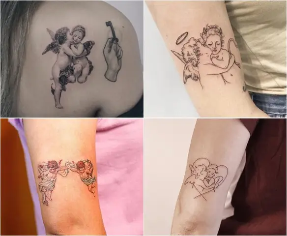 Hình Tattoo 2 Em Bé Thiên Thần Dễ Thương