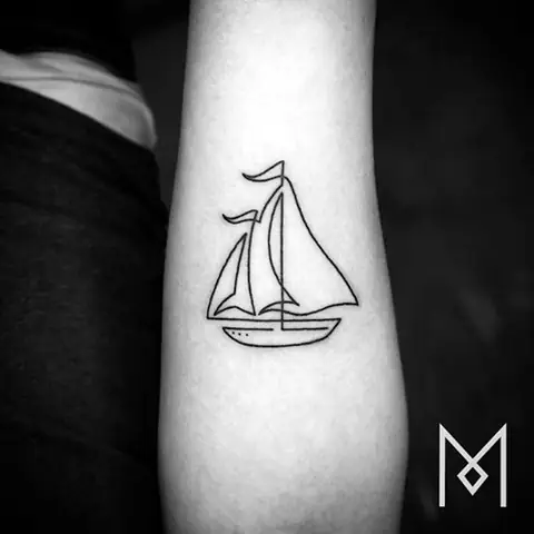 Hình Xăm Thuyền Buồm Mini