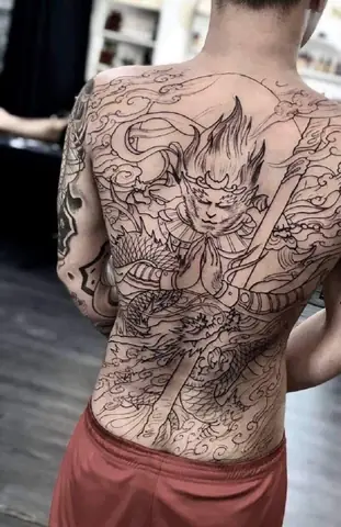 Hình Xăm Tôn Ngộ Không Ngồi Thiền