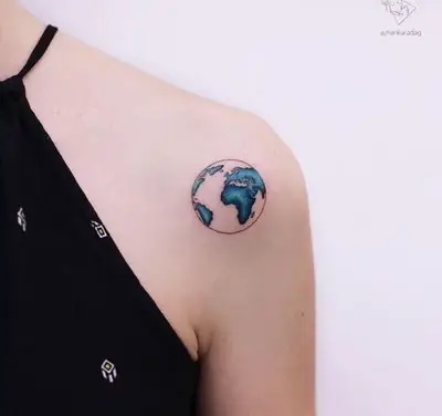 Hình Xăm Trái Đất Mini