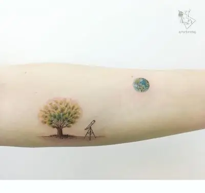 Hình Xăm Trái Đất Mini