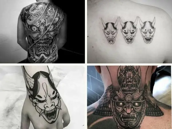 14. Hình Xăm Mặt Quỷ Trắng Đen