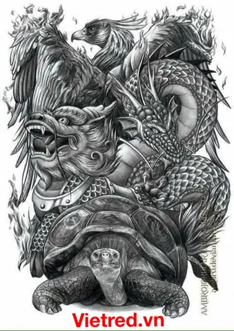 Mẫu Hình Xăm Tứ Linh Long Lân Quy Phụng