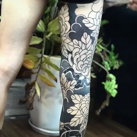 Hình Xăm Full Chân Hoa Mẫu Đơn Hình Xăm Full Chân Hoa Mẫu Đơn