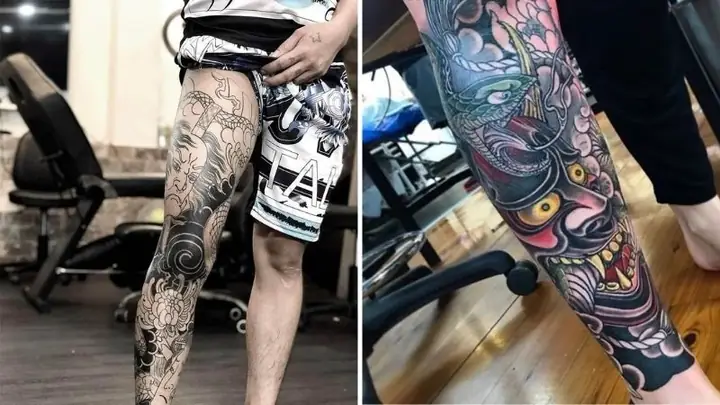 10. Hình Xăm Full Chân Mặt Quỷ 10. Hình Xăm Full Chân Mặt Quỷ