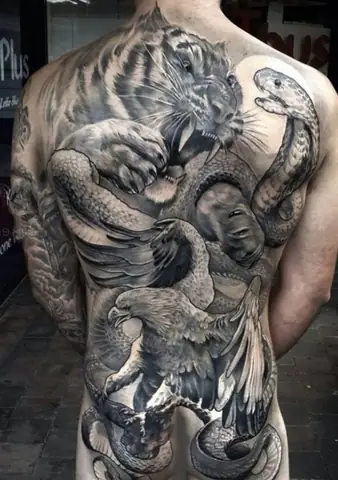 Tattoo Hổ Và Đại Bàng