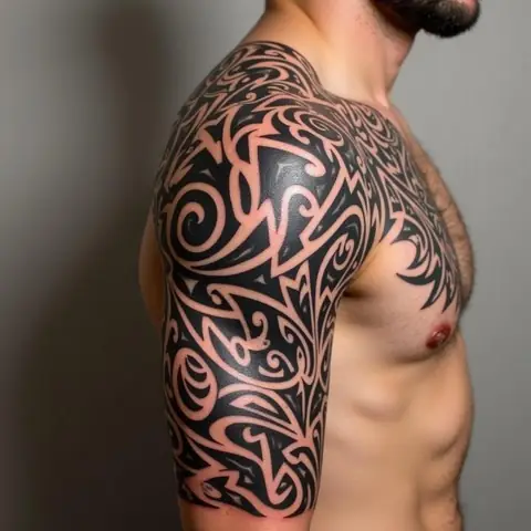Hình Xăm Vai Tribal – Phong Cách Mạnh Mẽ Và Đậm Chất Nghệ Thuật