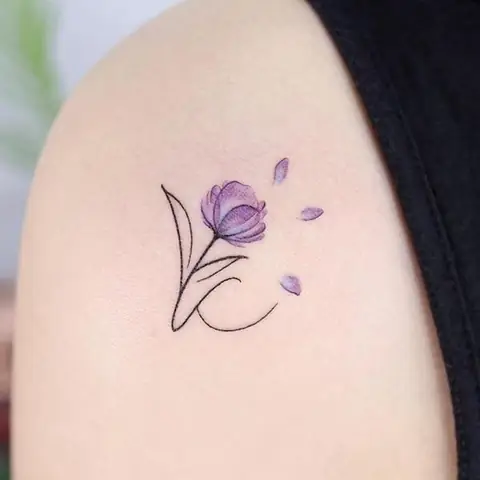 Mẫu Hình Xăm Hoa Mẫu Đơn Tím, Hồng