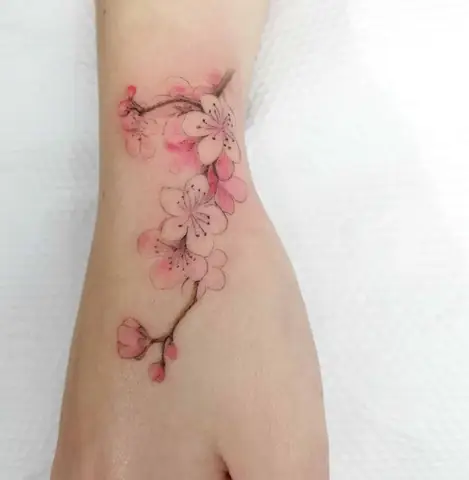 Hình Xăm Cổ Tay Hoa Anh Đào Mini