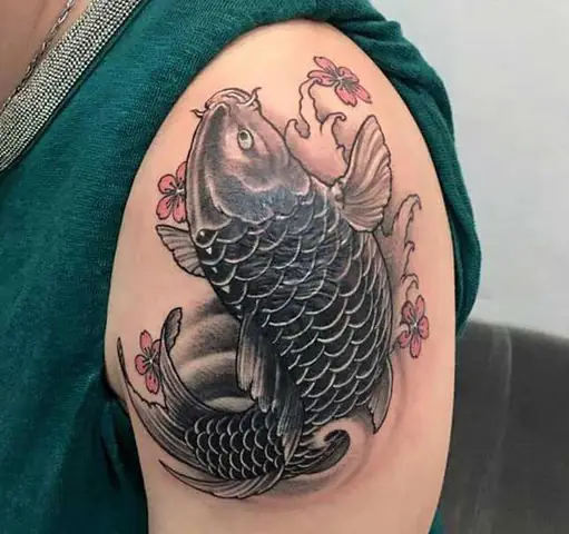 Mẫu Hình Xăm Cá Chép Đi Lên Đẹp