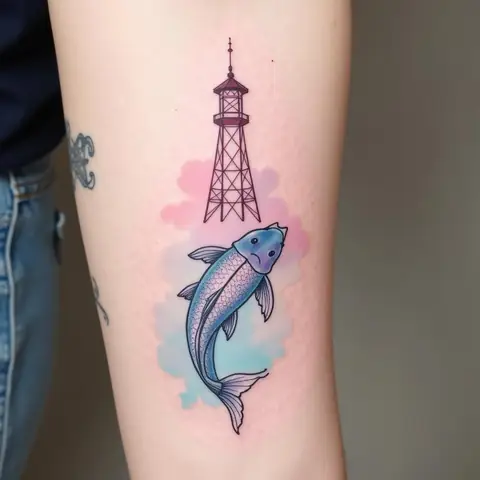 Lựa Chọn Thiết Kế Hình Xăm Cá Chép Dưới Tòa Tháp Phù Hợp