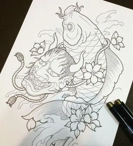 Ý Tưởng Thiết Kế Hình Xăm Cá Chép Mặt Quỷ Độc Đáo Và Sáng Tạo