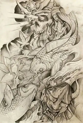 Ý Tưởng Thiết Kế Hình Xăm Cá Chép Mặt Quỷ Độc Đáo Và Sáng Tạo