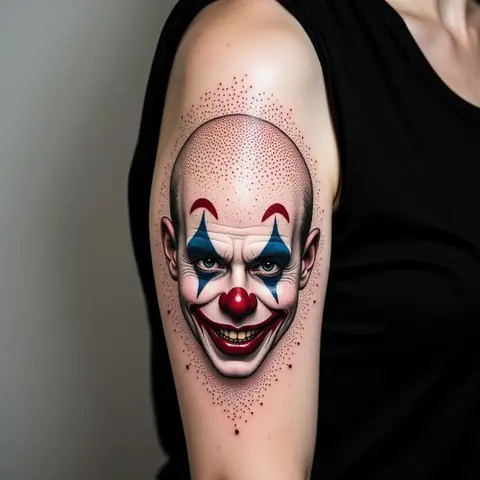 Hình Xăm Chú Hề Phong Cách Chấm Bi (dotwork)