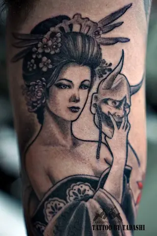 Hình Xăm Geisha Mặt Quỷ Nhật Bản