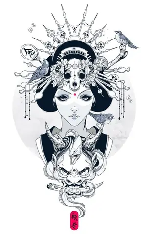 Xăm Hình Geisha Ở Chân