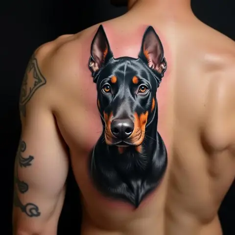 Hình Xăm Chó Đen Hiện Thực (realistic Black Dog Tattoo)