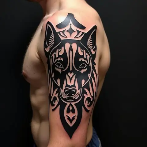 Hình Xăm Chó Đen Bộ Lạc (tribal Black Dog Tattoo)