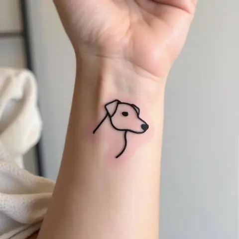 Hình Xăm Chó Đen Tối Giản (minimalist Black Dog Tattoo)