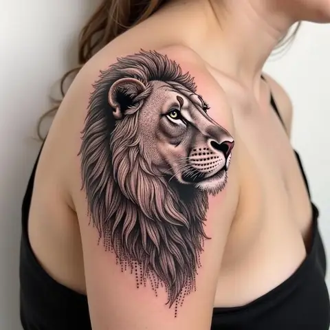 Hình Xăm Sư Tử 3d Phong Cách Dotwork (chấm Điểm)
