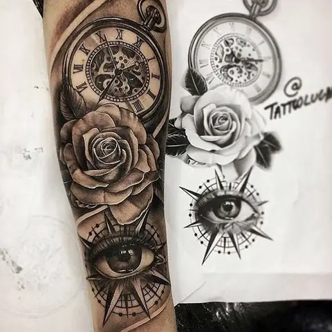 Hình Xăm Đồng Hồ Hoa Hồng Ở Tay