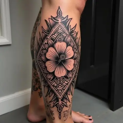 Hình Xăm Hoa Quỳnh Phong Cách Polynesian (bộ Lạc) Hình Xăm Hoa Quỳnh Phong Cách Polynesian (bộ Lạc)