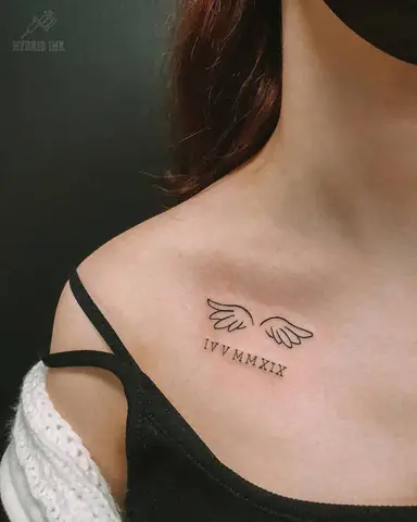 15. Hình Xăm Đôi Cánh Thiên Thần Số La Mã