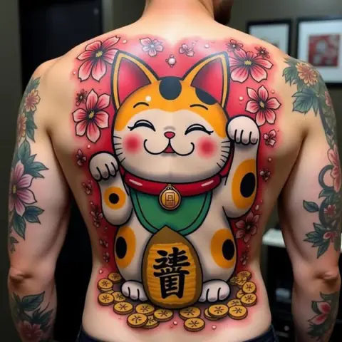 Ý Nghĩa Hình Xăm Maneki Neko: Bí Mật Phong Thủy Từ Chú Mèo Thần Tài Nhật Bản