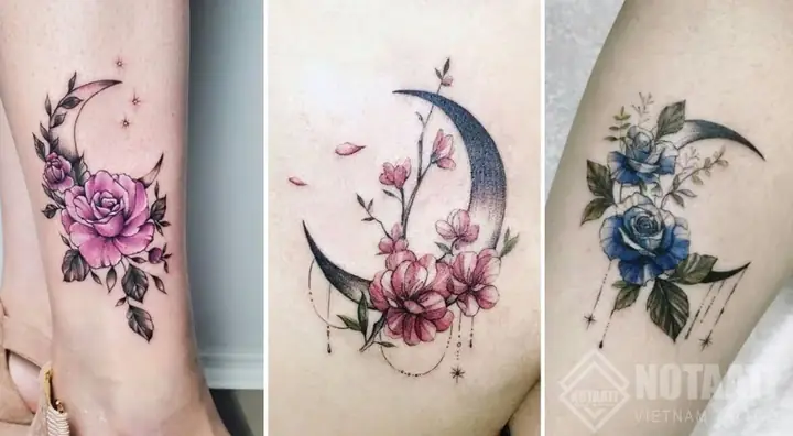Hình Xăm Mặt Trăng Và Hoa