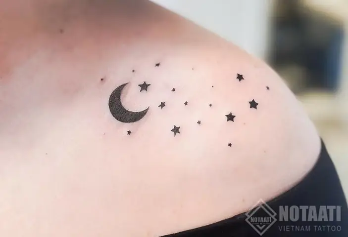 Hình Xăm Mặt Trăng Và Ngôi Sao