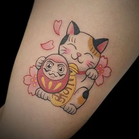 Chăm Sóc Hình Xăm Daruma Và Mèo Thần Tài Sau Khi Thực Hiện