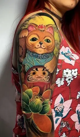 Chăm Sóc Hình Xăm Daruma Và Mèo Thần Tài Sau Khi Thực Hiện
