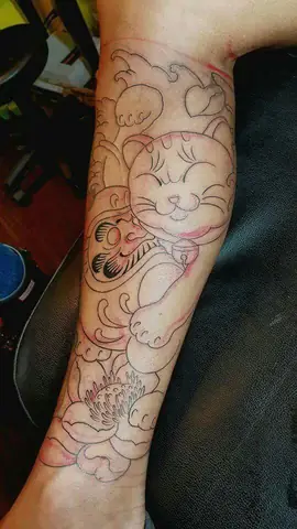 Lựa Chọn Vị Trí Xăm Hình Daruma Và Mèo Thần Tài Phù Hợp